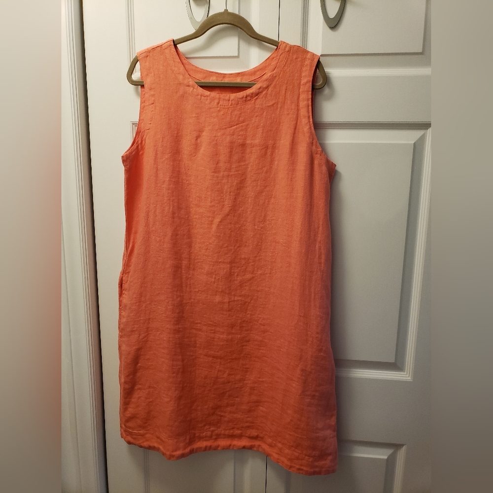 100% Linen Tangerine Dress